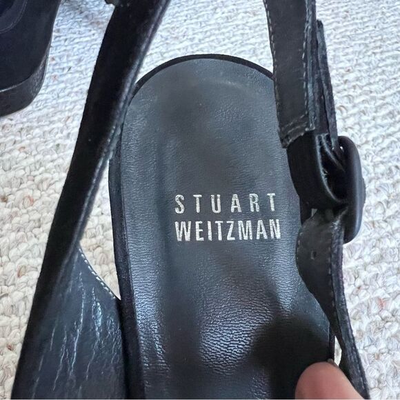 Stuart Weitzman Suede Leather Slingback Sandals - Picture 11 of 11